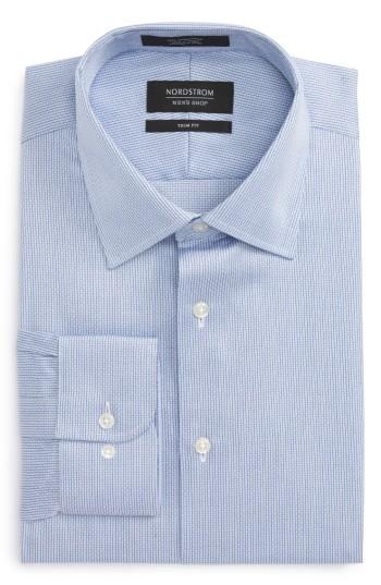 Men's Nordstrom Men's Shop Trim Fit Stripe Dress Shirt .5 32/33 - Blue