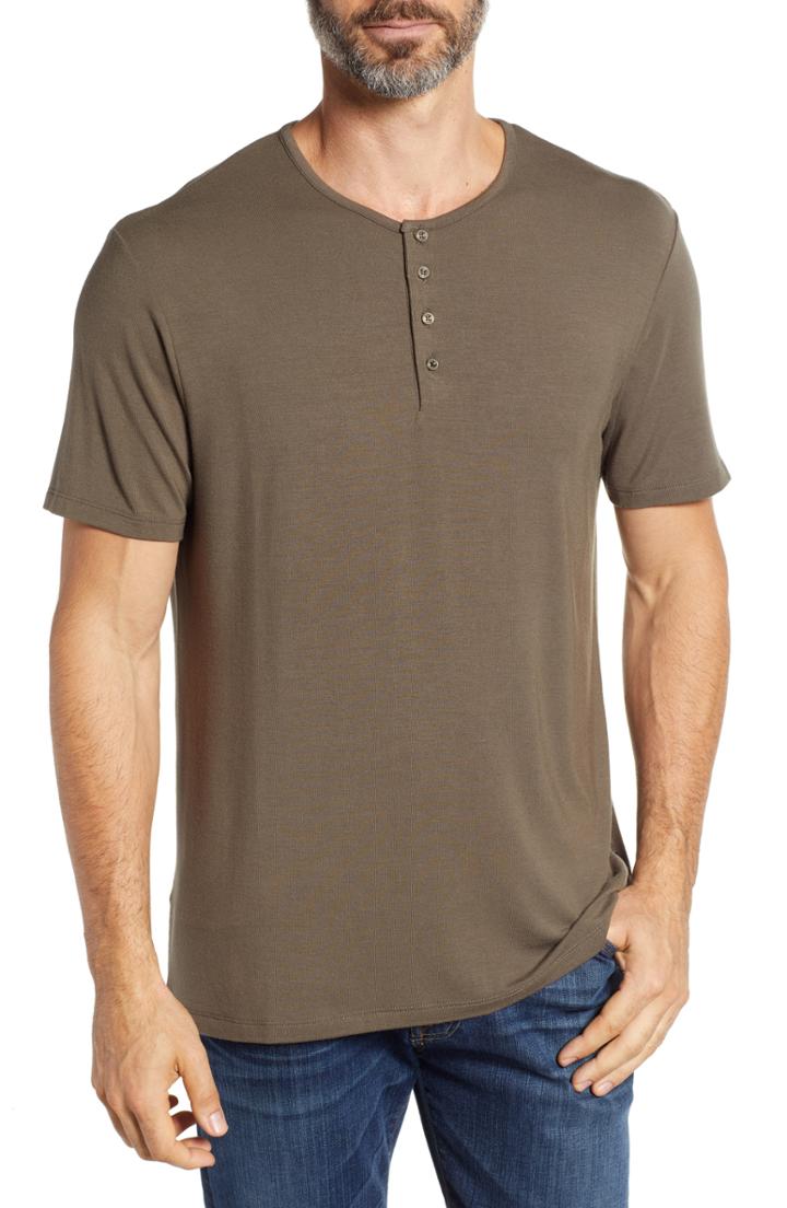 Men's Stone Rose Short Sleeve Stretch Modal Henley (xs) - Green