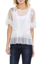 Women's Vince Camuto Tiered Ruffle Mesh Blouse, Size - White