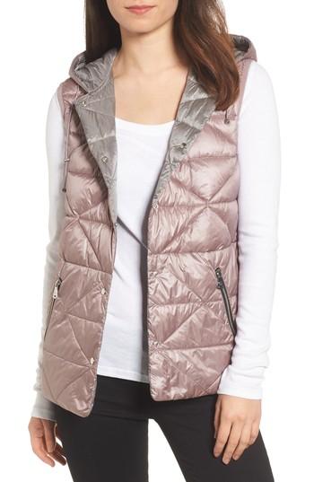 Women's Bernardo Reversible Hooded Down & Primaloft Vest - Pink