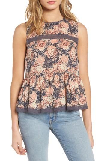 Women's Current/elliott Floral Lace Peplum Tank - Blue