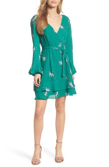 Women's Chelsea28 Floral Faux Wrap Dress - Green