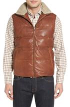 Men's Missani Le Collezioni Quilted Leather Vest With Removable Genuine Shearling Collar