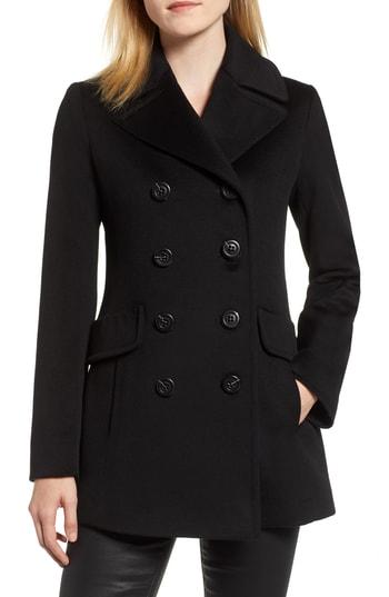 Women's Fleurette Loro Piana Wool Peacoat - Black
