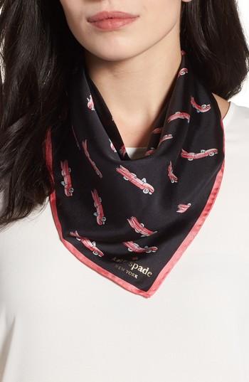 Women's Kate Spade New York Hot Rod Silk Bandana, Size - Black