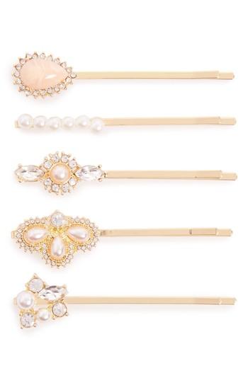 Berry 4-pack Embellished Bobby Pins, Size - Metallic