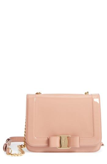 Salvatore Ferragamo Vara Patent Leather Shoulder Bag - Brown