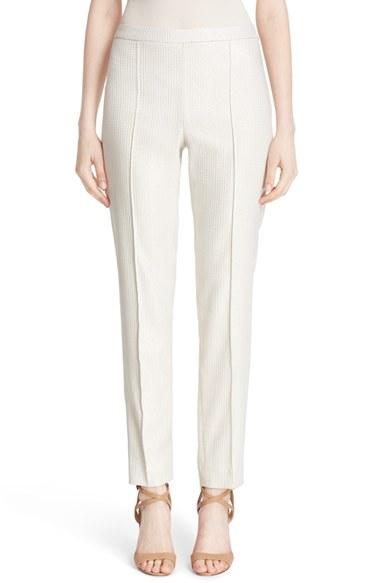 Women's St. John Collection 'emma' Metallic Jacquard Crop Pants