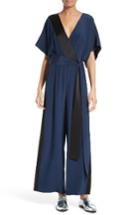 Women's Diane Von Furstenberg Two-tone Silk Faux Wrap Jumpsuit