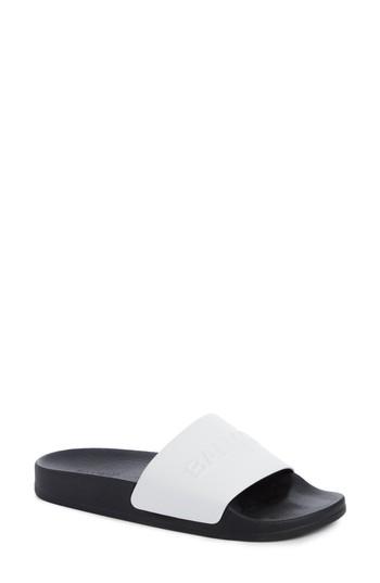 Women's Balmain Calypso Logo Strap Slide Sandal Eu - White