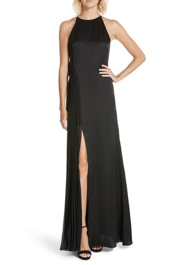 Women's Amur Erica Pleated Panel Gown - Black