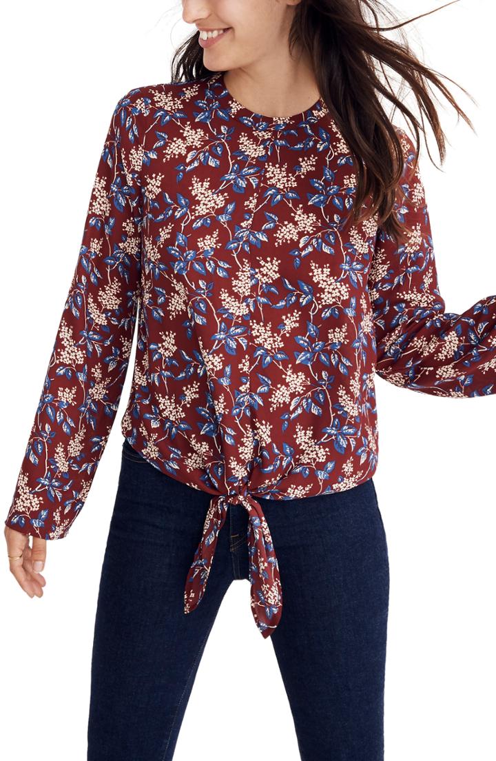 Women's Madewell Bell Sleeve Tie Top - Red