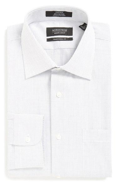 Men's Nordstrom Men's Shop Traditional Fit Non-iron Check Dress Shirt 32 - Black