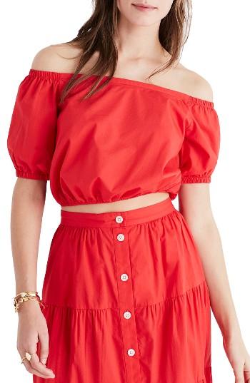 Women's Madewell Hibiscus Crop Off The Shoulder Blouse
