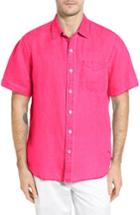 Men's Tommy Bahama 'sea Glass Breezer' Original Fit Short Sleeve Linen Shirt, Size - Pink