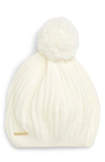 Women's Michael Michael Kors Ribbed Pom Beret - Ivory