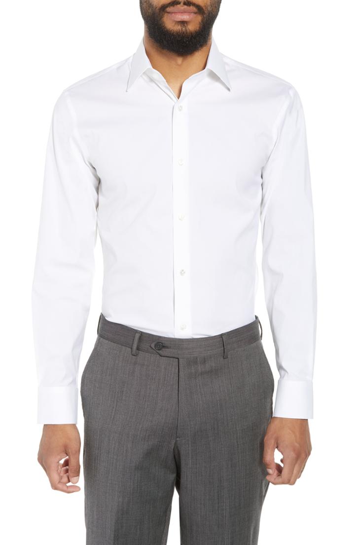 Men's Bonobos Jetsetter Slim Fit Stretch Solid Dress Shirt 35 - White