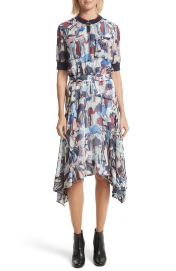 Women's Grey Jason Wu Print Handkerchief Hem Dress - Red