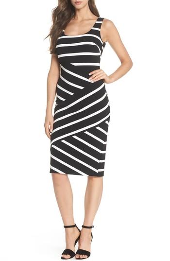 Women's Adrianna Papell Stripe Ottoman Sheath Dress - Black
