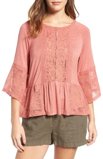 Women's Wit & Wisdom Mixed Media Flounce Top