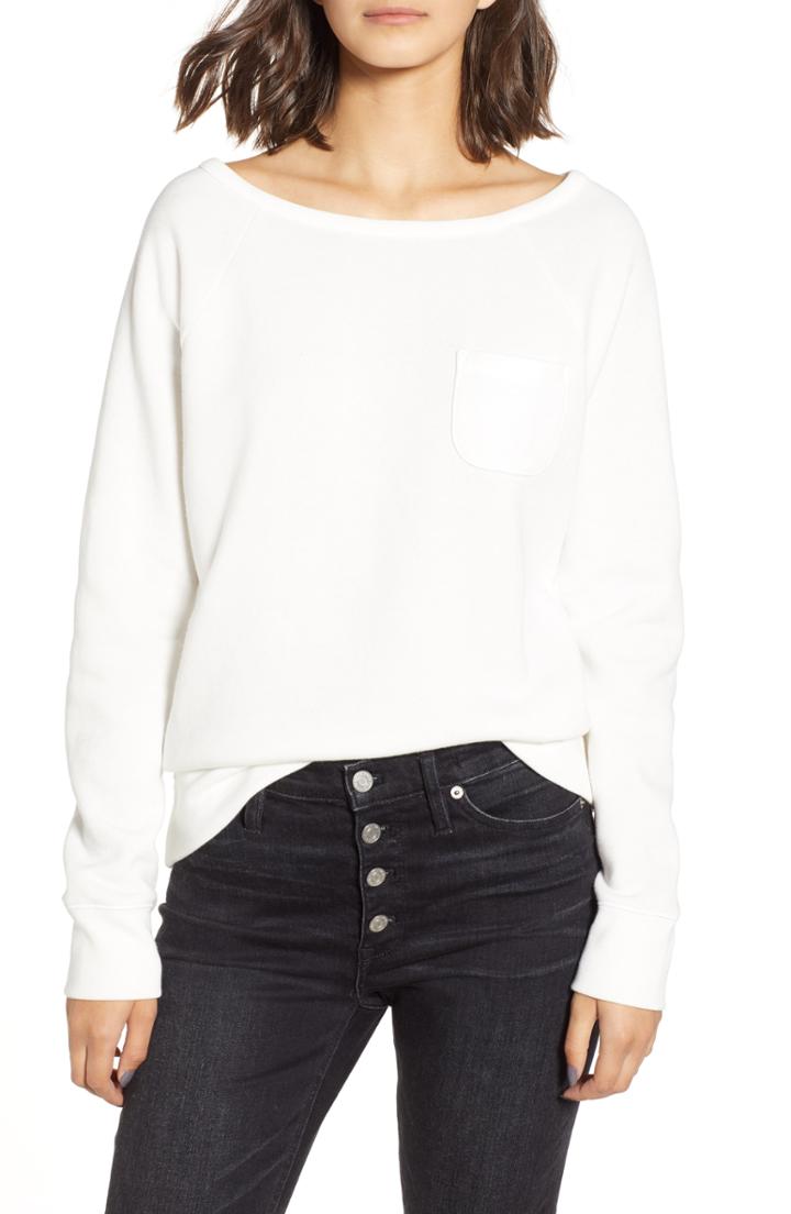 Women's J.crew Pocket Sweatshirt - Blue