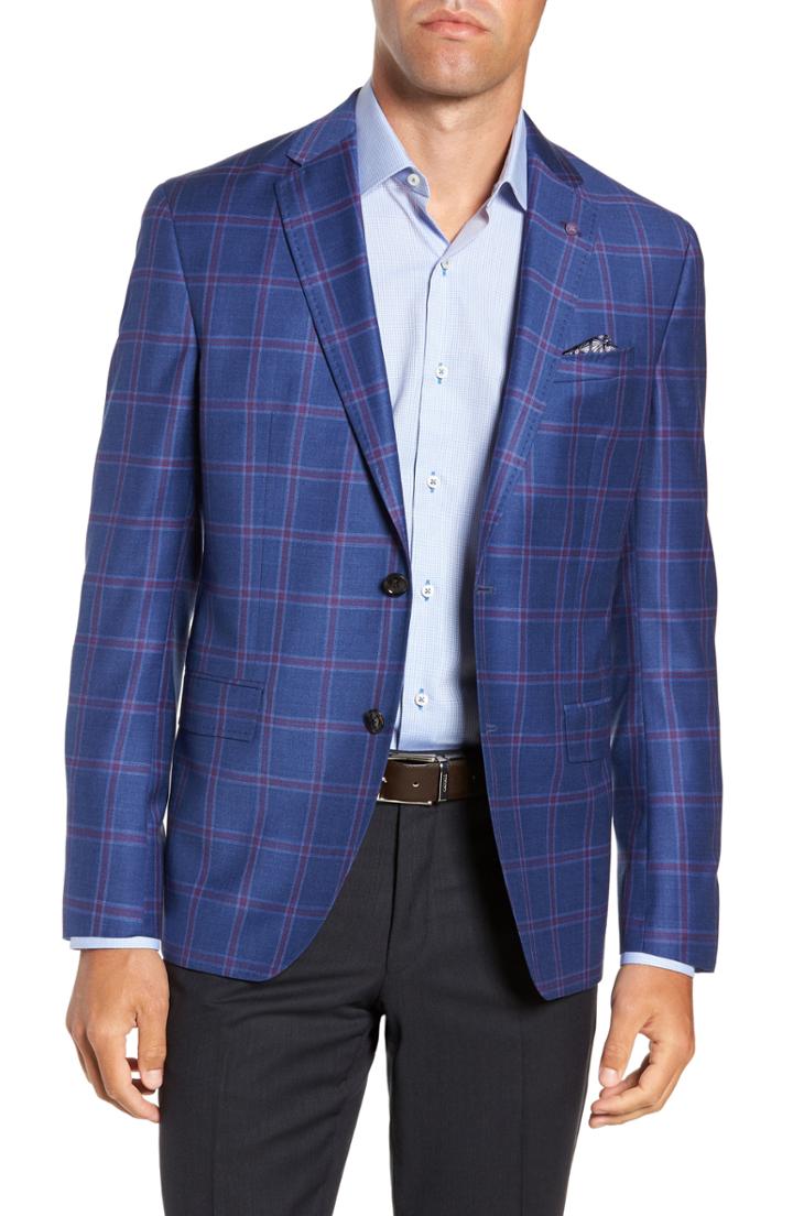 Men's Ted Baker London Konan Trim Fit Wool Sport Coat R - Blue