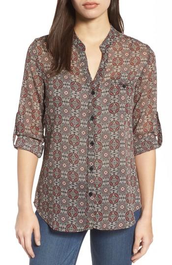 Women's Kut From The Kloth Jasmine Split Collar Shirt - Black