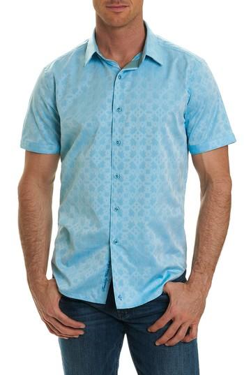 Men's Robert Graham Maya Bay Classic Fit Jacquard Sport Shirt - Blue/green
