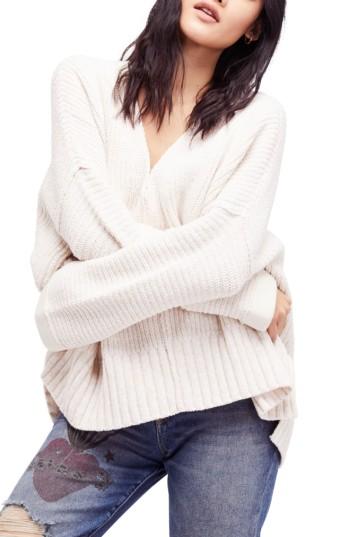 Women's Free People Take Over Me V-neck Sweater /small - White