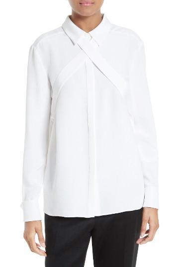 Women's Tibi Chica Tie Detail Silk Blouse - White