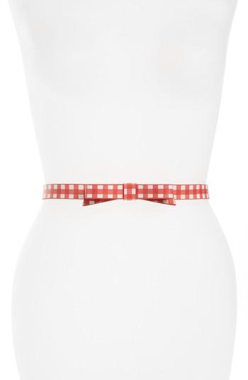 Women's Kate Spade New York Gingham Leather Belt - Peach Sherbert