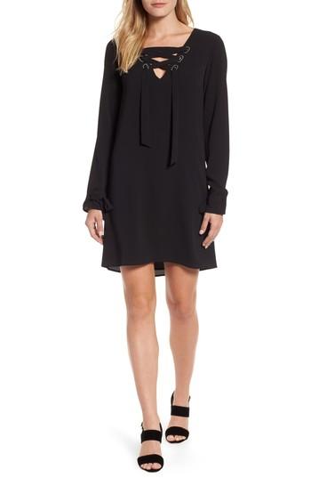 Women's Michael Michael Kors Lace-up Shift Dress - Black