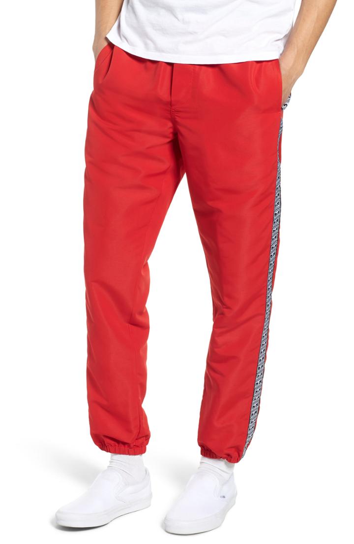 Men's Obey Regular Fit Eyes Taped Track Pants - Red