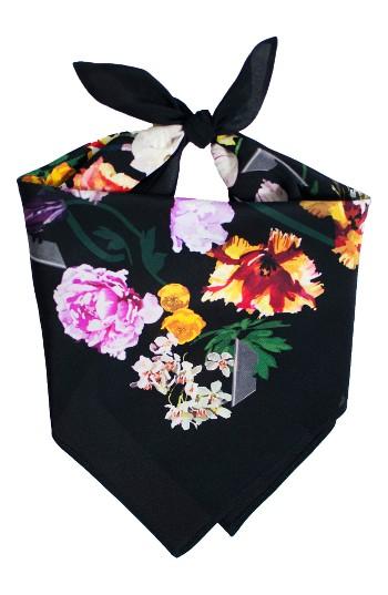 Women's Rockins Flora Silk Bandana, Size - Black