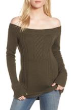 Women's Treasure & Bond Off The Shoulder Sweater, Size - Green