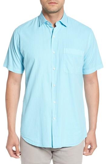 Men's Peter Millar Seaside Washed Cotton & Silk Sport Shirt - Blue