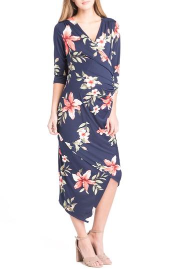 Women's Lilac Clothing Asymmetrical Surplice Maternity/nursing Dress, Size Xxl - Blue