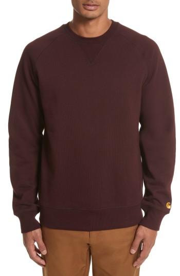 Men's Carhartt Work In Progress Crewneck Sweatshirt - Burgundy