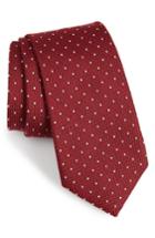 Men's Calibrate Bre Dot Cotton & Silk Tie, Size - Red