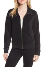 Women's Trouve Sequin Velvet Track Jacket, Size - Black