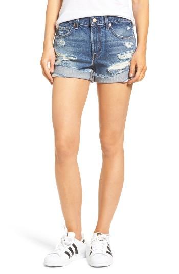Women's 7 For All Mankind High Waist Cuffed Denim Shorts - Blue