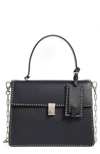 Valentino Garavani Rockstud Calfskin Leather Single Handle Shoulder Bag - Black