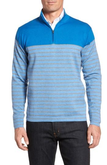 Men's Peter Millar Crown Comfort Quarter Zip Pullover - Blue/green