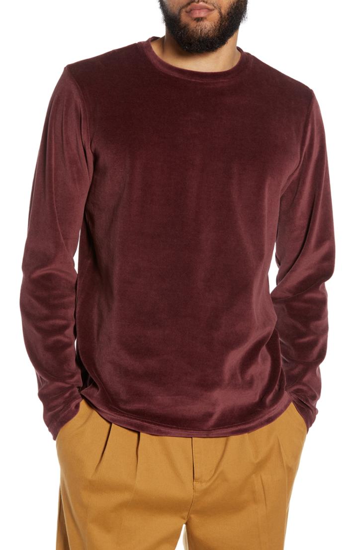 Men's The Rail Velour Long Sleeve T-shirt - Burgundy