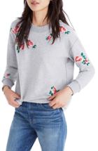 Women's Madewell Embroidered Crop Sweatshirt - Grey