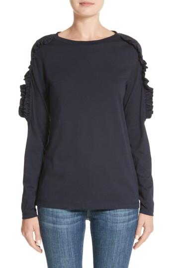 Women's Burberry Uima Ruffle Cotton Top - Blue