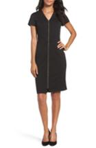 Women's Ellen Tracy Zip Front Sheath Dress - Black