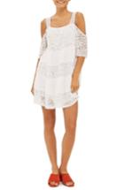 Women's Topshop Lace Off The Shoulder Babydoll Dress Us (fits Like 0-2) - White