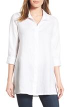 Petite Women's Foxcroft Chambray Linen Tunic P - White