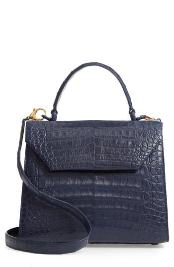 Nancy Gonzalez Medium Lily Genuine Crocodile Crossbody Bag - Blue